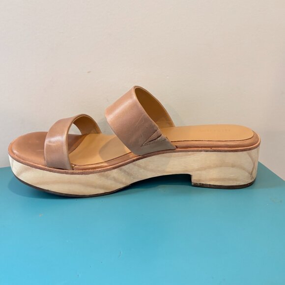 Nisolo Ellie All-Day Clog Slide Wooden Platform Neutral Leather Sandals Size 9 - Picture 9 of 16